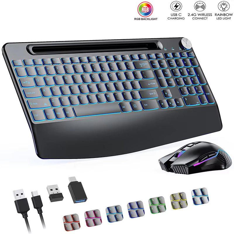 Gaming Keyboard Types - مجموعة ماوس لوحة مفاتيح لاسلكية 2.4G&Type-C