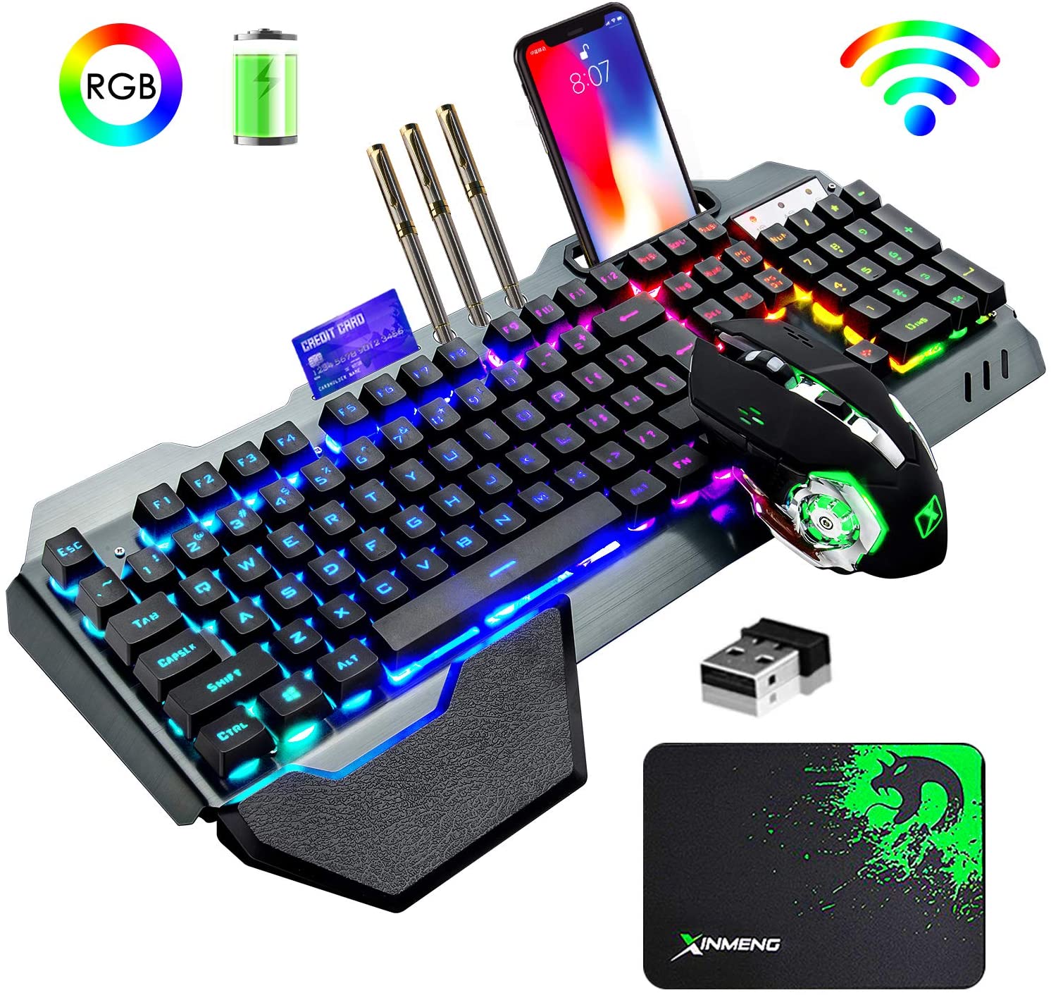 Gaming Keyboard Ergonomics - مجموعة لوحة مفاتيح وماوس لاسلكية للألعاب